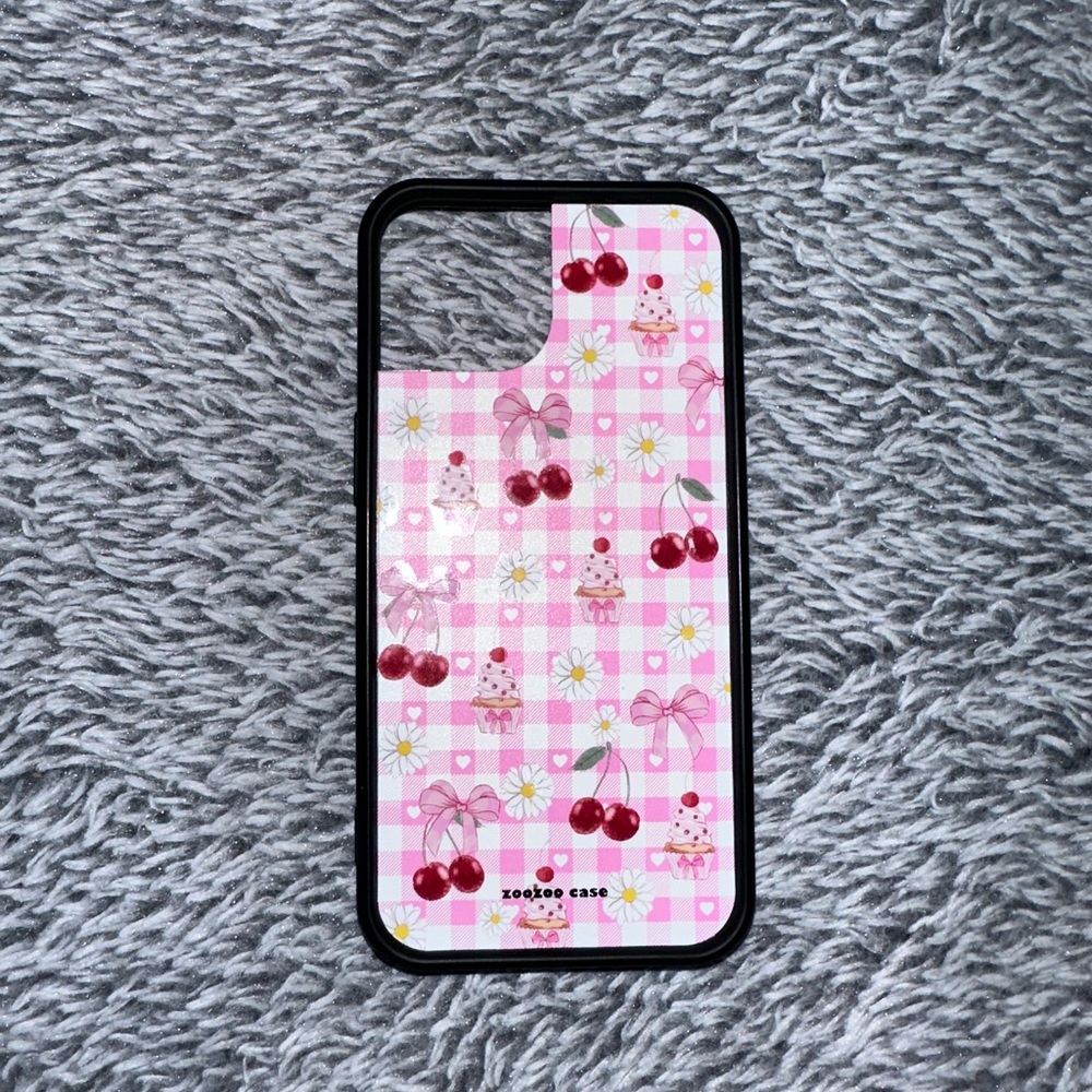 SHEIN Pink Cherry Gingham iPhone Case
